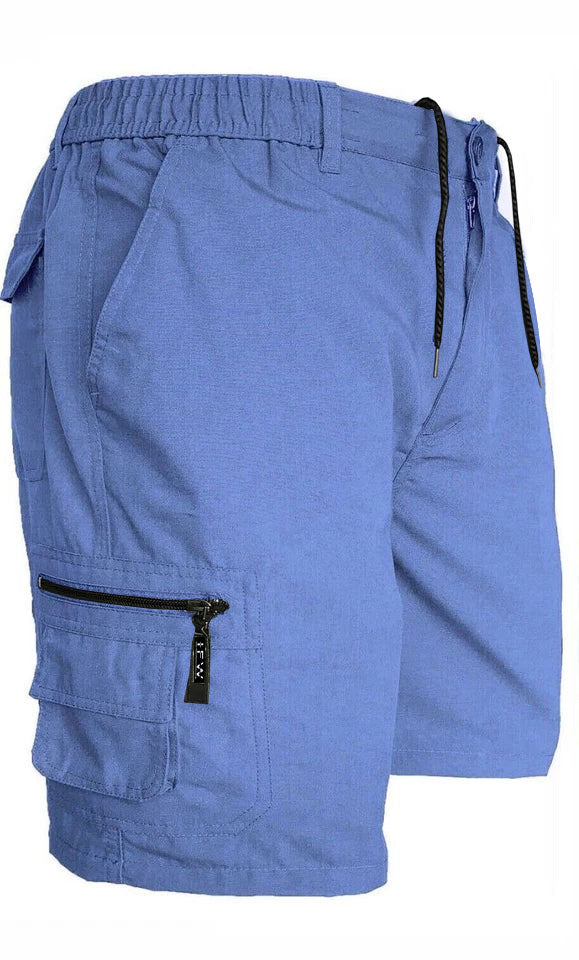 Men’s Cargo Combat Shorts Multi Pocket Elastic Waist Lightweight Plain Summer Short
