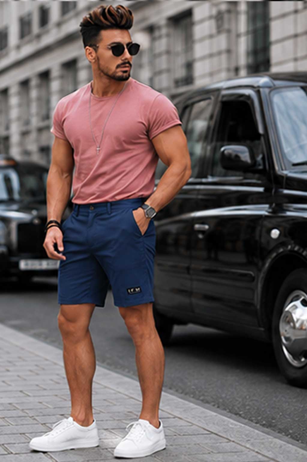 Men’s Woven Terry Quick-Dry Hybrid Stretch Navy Short