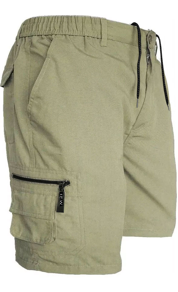 Men’s Cargo Combat Shorts Multi Pocket Elastic Waist Lightweight Plain Summer Short