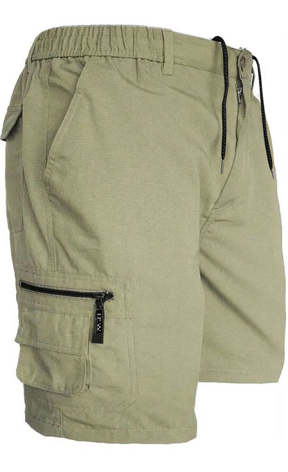 Men’s Cargo Combat Shorts Multi Pocket Elastic Waist Lightweight Plain Summer Short