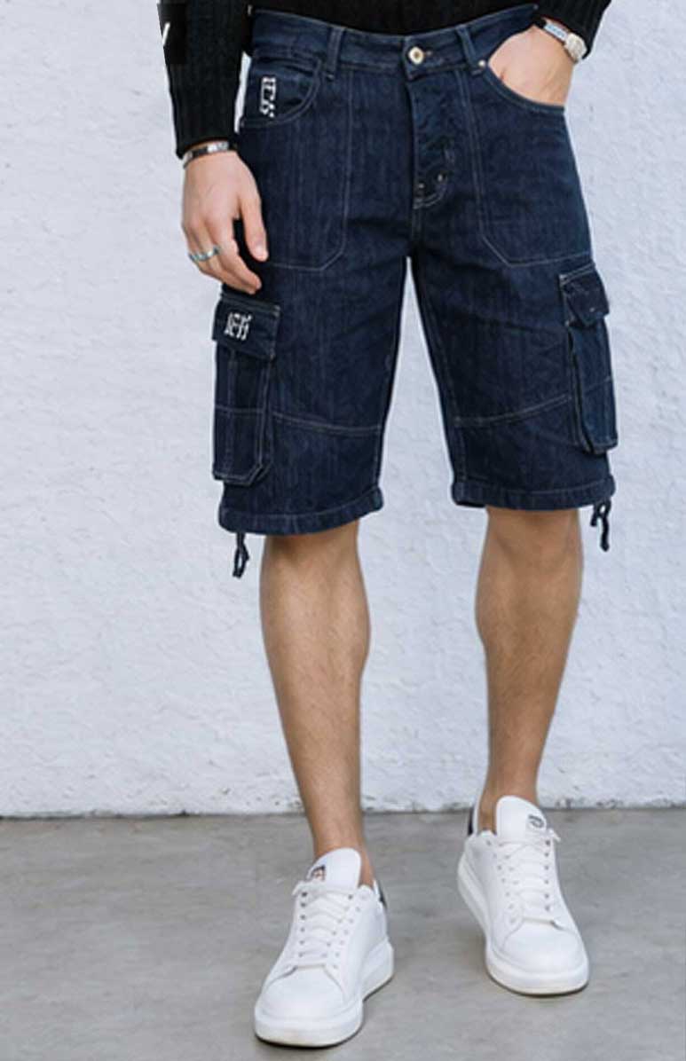 Men’s Cargo Combat Multi-Pocket Denim Dark Blue Short