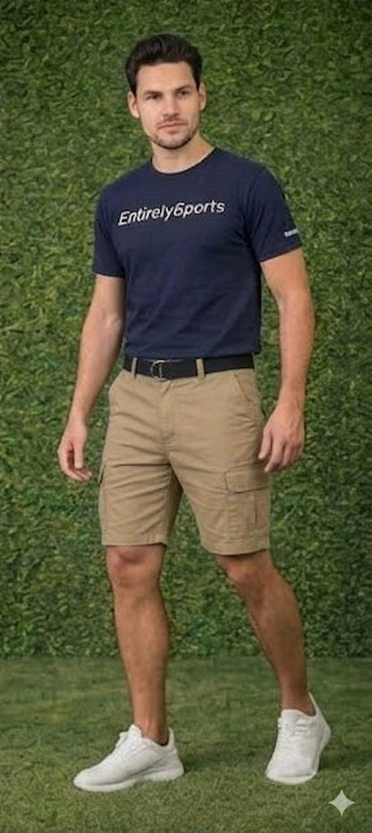 Men’s Stretch Cargo Shorts – Lightweight Cotton Twill Multi-Pocket Belted Casual Shorts