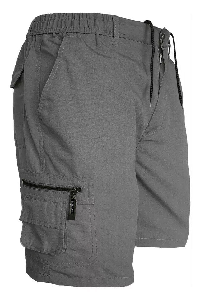 Men’s Cargo Combat Shorts Multi Pocket Elastic Waist Lightweight Plain Summer Short