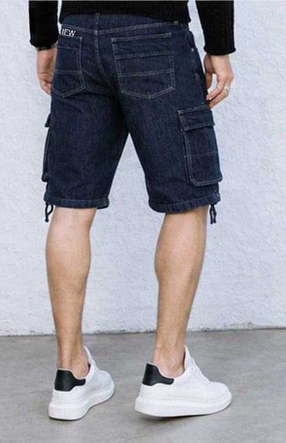 Men’s Cargo Combat Multi-Pocket Denim Dark Blue Short
