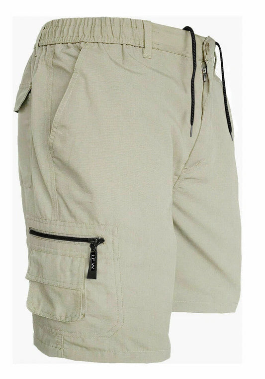 Men’s Cargo Combat Shorts Multi Pocket Elastic Waist Lightweight Plain Summer Short
