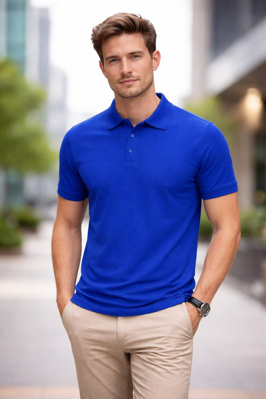 Men’s Short Sleeve Polo Shirt – Plain Piqué Golf, Work & Casual Top