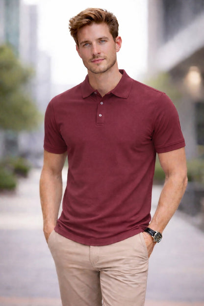 Men’s Short Sleeve Polo Shirt – Plain Piqué Golf, Work & Casual Top