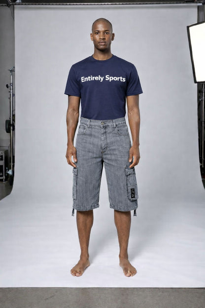 Men’s Cargo Combat Multi-Pocket Denim Shorts