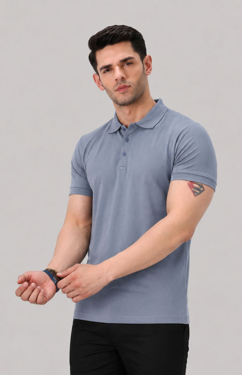 Grey Polo Shirt – Comfortable Regular Fit Cotton Polo