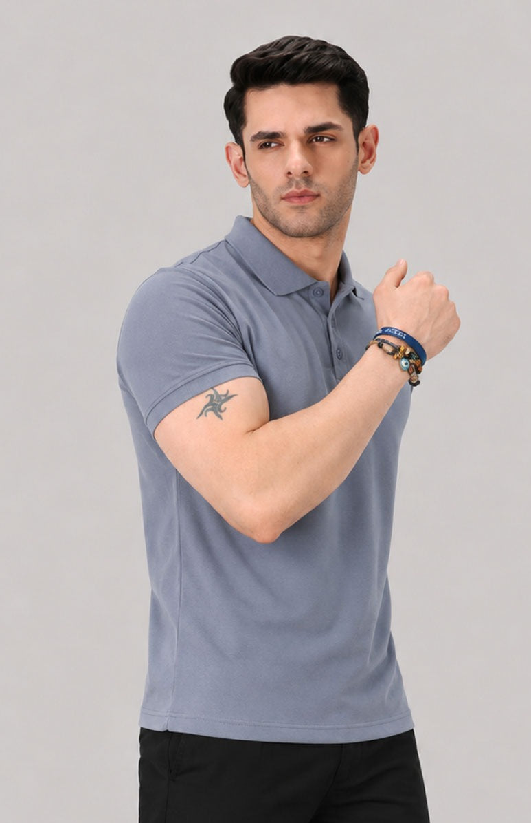 Grey Polo Shirt – Comfortable Regular Fit Cotton Polo