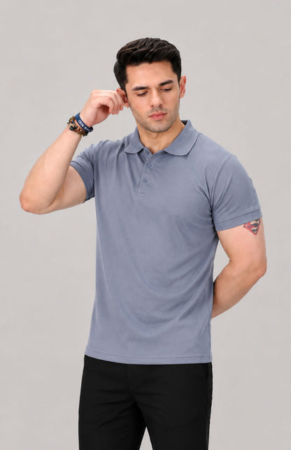 Grey Polo Shirt – Comfortable Regular Fit Cotton Polo