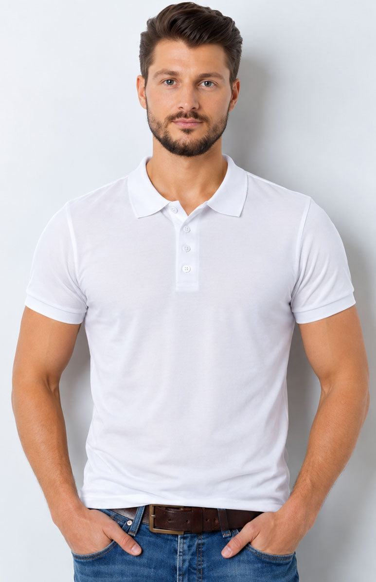 Premium White Polo Shirt – Breathable Short Sleeve Smart Casual Tee