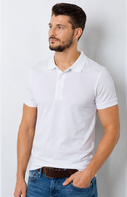 Premium White Polo Shirt – Breathable Short Sleeve Smart Casual Tee