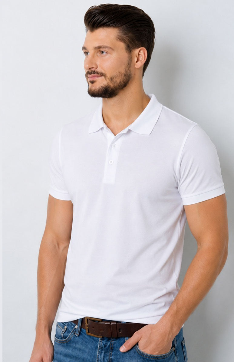 Premium White Polo Shirt – Breathable Short Sleeve Smart Casual Tee