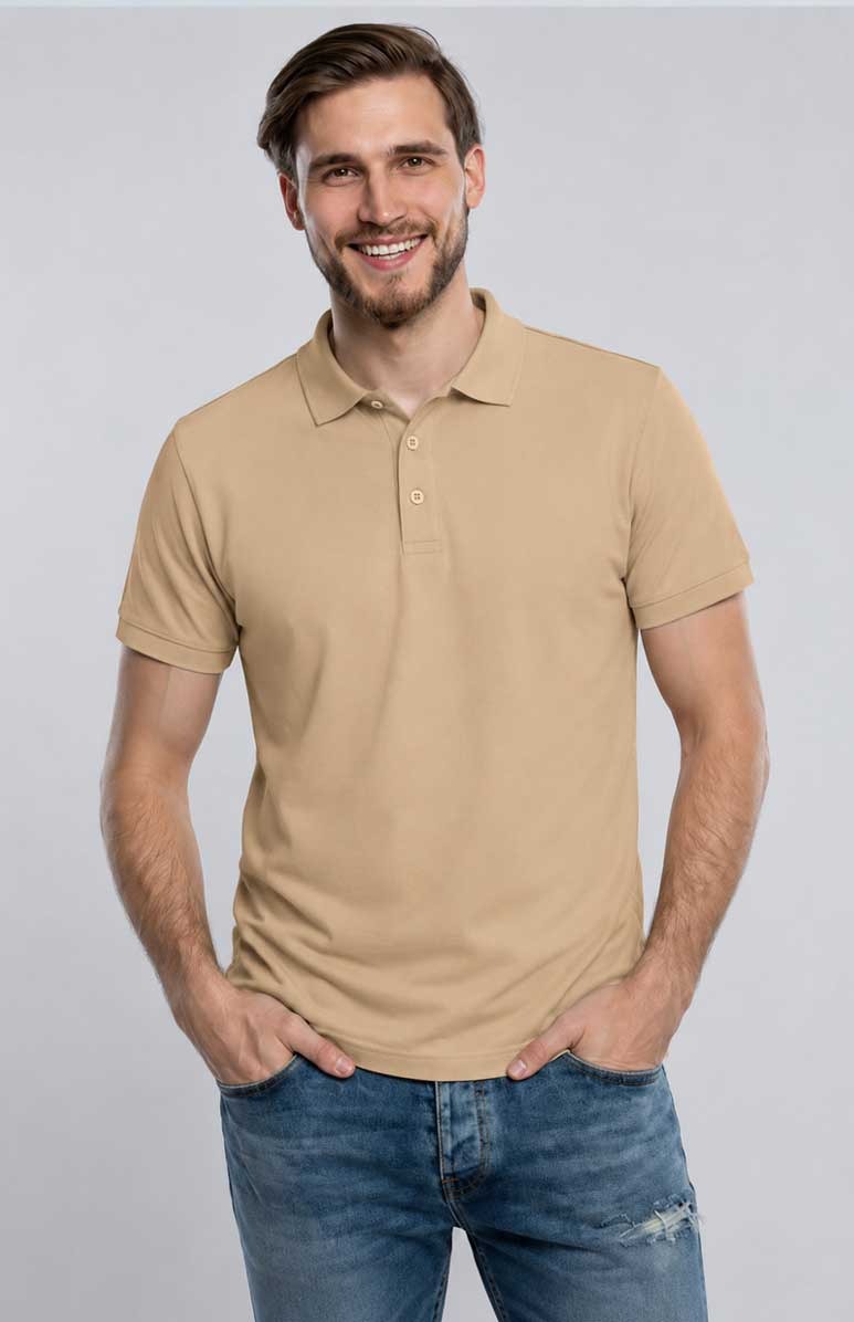 Sand Polo Shirt – Breathable Short Sleeve Smart Casual Tee