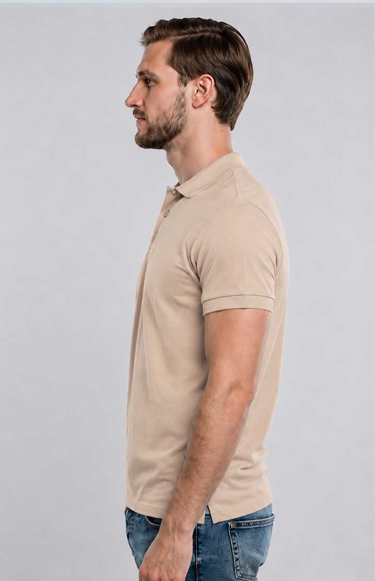 Sand Polo Shirt – Breathable Short Sleeve Smart Casual Tee