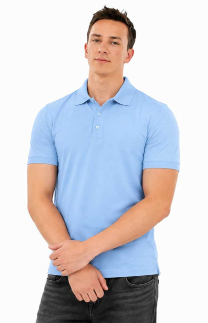 Sky blue Polo Shirt – Breathable Short Sleeve Smart Casual Tee
