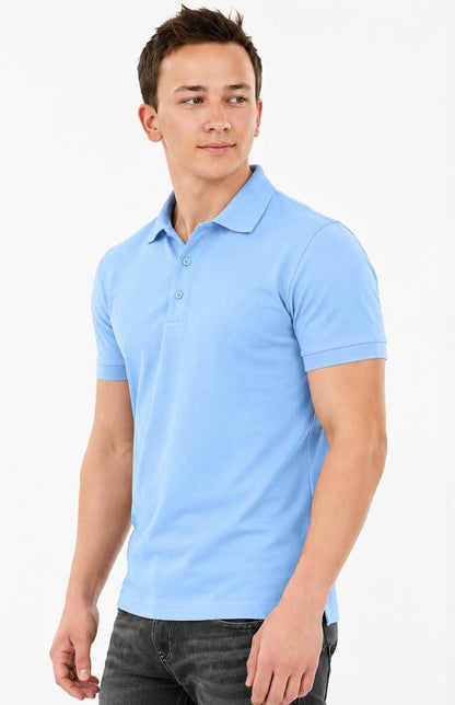 Sky blue Polo Shirt – Breathable Short Sleeve Smart Casual Tee