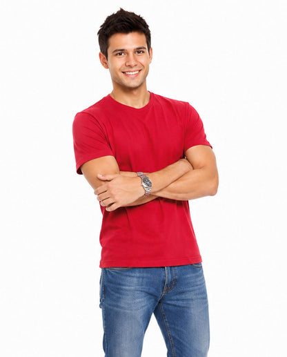 Unisex Cotton Red T-Shirt – Soft Plain Short Sleeve Tee