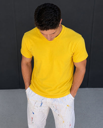 Premium Plain Cotton Yellow T-Shirt for Men & Women