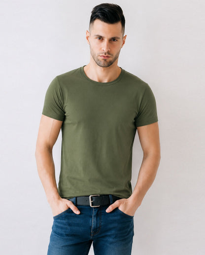 Basic Olive Green Cotton T-Shirt for Men & Women – Everyday Comfort