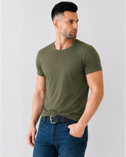 Basic Olive Green Cotton T-Shirt for Men & Women – Everyday Comfort