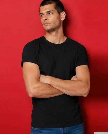 Men’s & Women’s Cotton Black T-Shirt – Plain Short Sleeve Casual Wear
