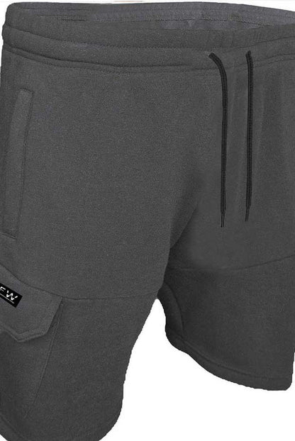 Men's Fleece Utility Dark Grey Cargo Short – Zipper Pockets for Gym, Work & Casual Wear