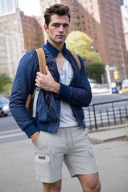 Men's Cargo Combat Light Grey Short with Zipper Pockets – Lightweight Fleece Short