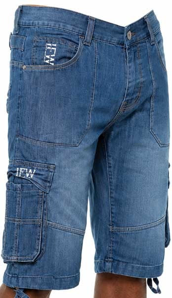 Men's Combat Style Multi-Pocket Denim Cargo Royal Blue Short