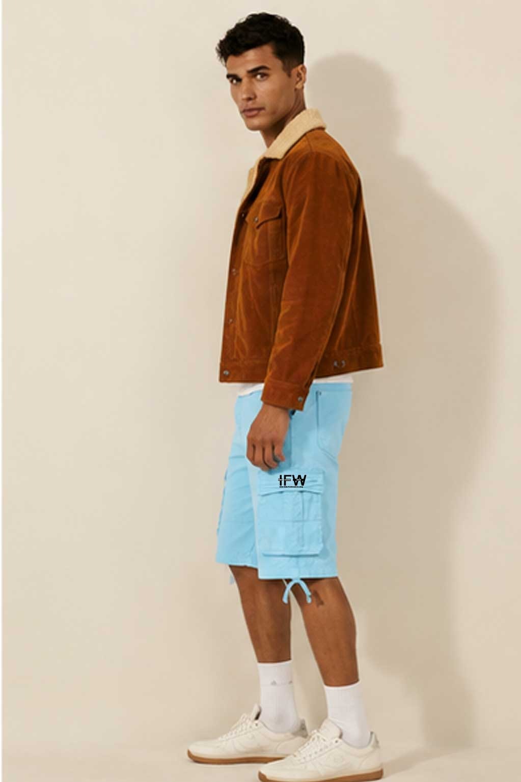 Men's Streetwear Cargo Combat Denim Sky Blue Short