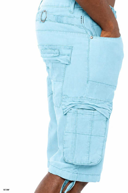 Men's Streetwear Cargo Combat Denim Sky Blue Short