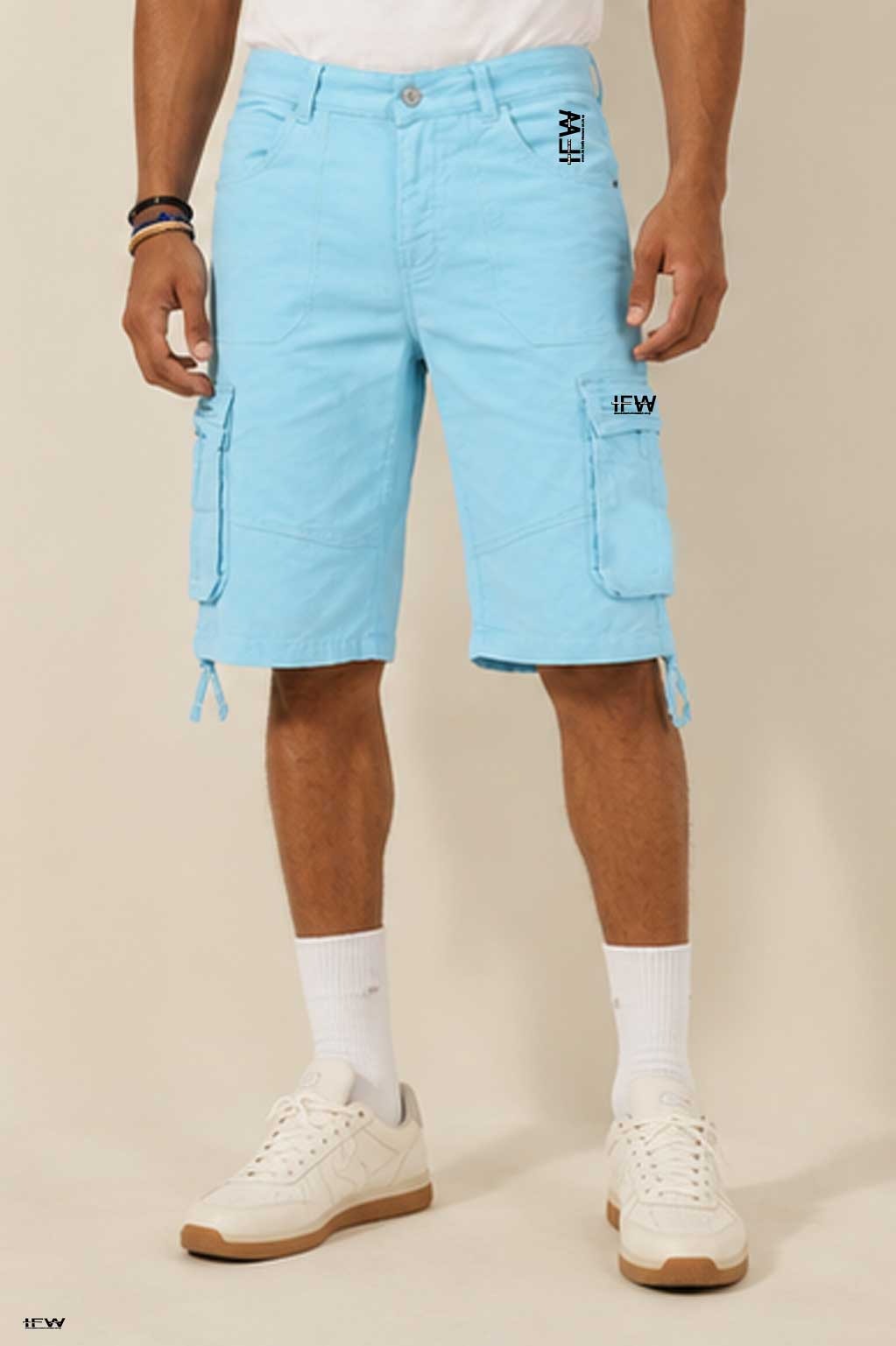 Men's Streetwear Cargo Combat Denim Sky Blue Short