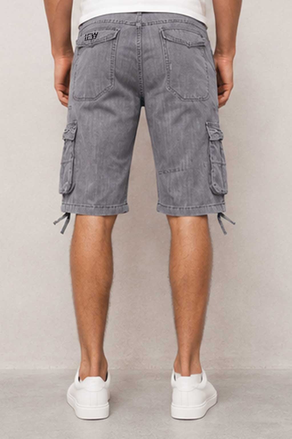 Men's Utility Multi-Pocket Cargo Denim Light Grey Short