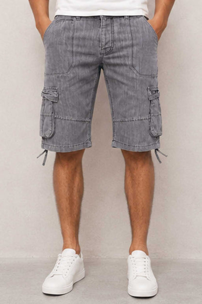 Men's Utility Multi-Pocket Cargo Denim Light Grey Short