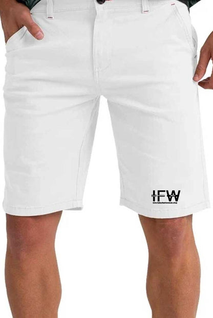 Men's Stretch Cotton Cargo Chino White Short – Comfortable Lightweight Half Pant