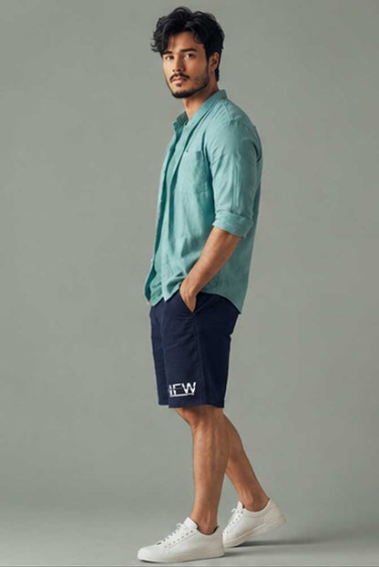 Men's Stretch Cotton Chino Cargo Navy Short – Lightweight Casual Combat Half Pant