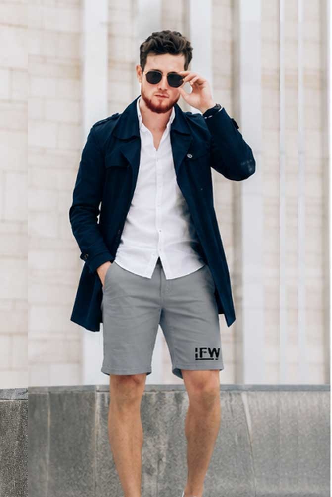 Men's Multi Pocket Cargo Grey Short – Stretch Cotton Casual Half Pant