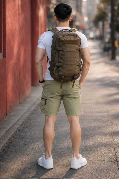 Men's Combat Cargo Beige Short – Breathable Elastic Waist Outdoor Short