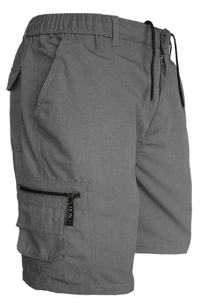 Men's Lightweight Cargo Grey Short with Elastic Waist & Multi Utility Pockets