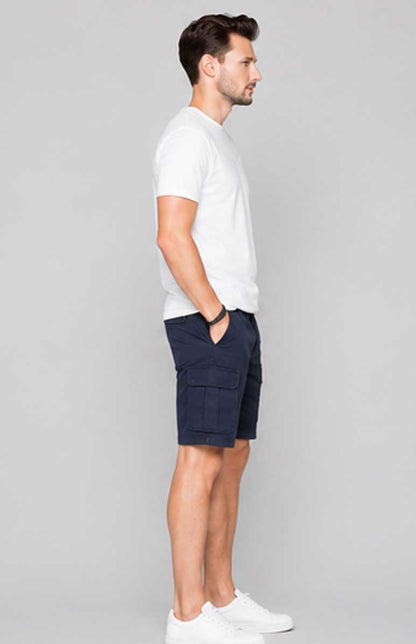 Men's Lightweight Twill Cargo Navy Short with Belt & Multiple Pockets