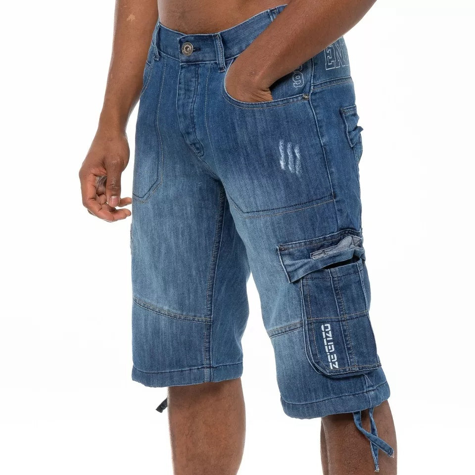 Men’s Cargo Combat Work Shorts – Multi-Pocket Denim Knee-Length Half Pants