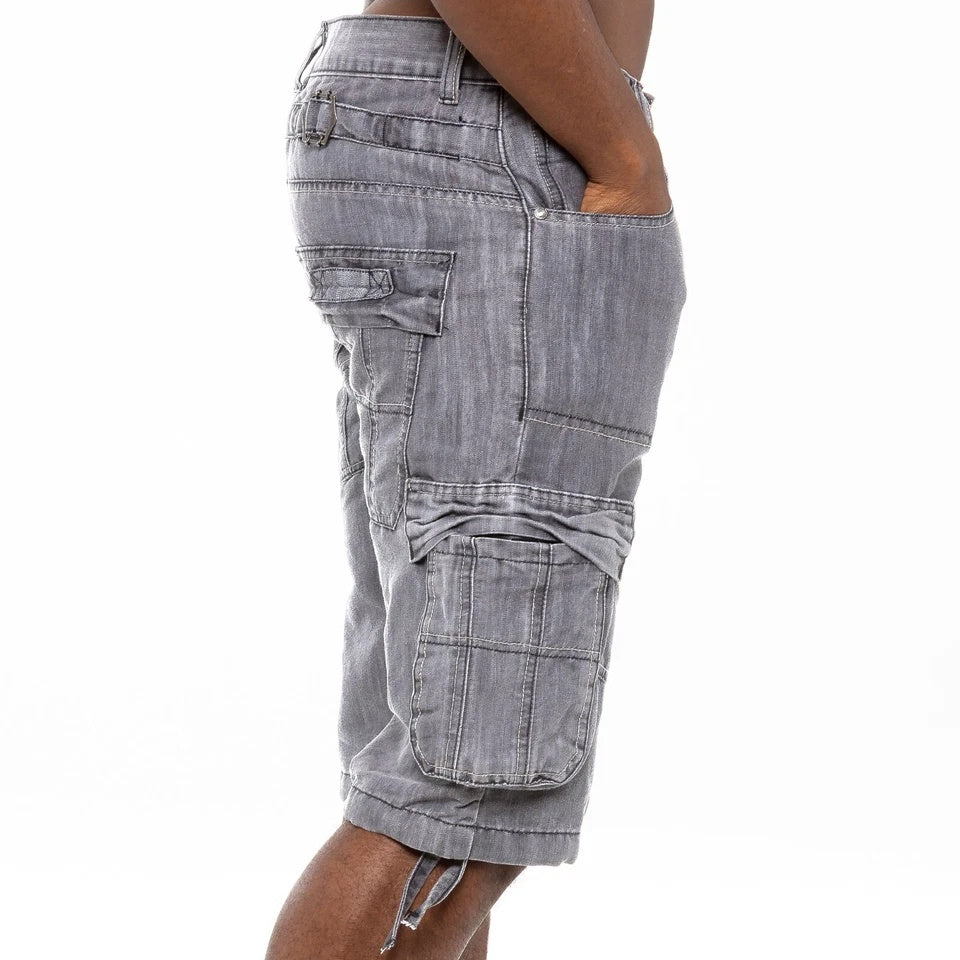 Men’s Cargo Combat Work Shorts – Multi-Pocket Denim Knee-Length Half Pants