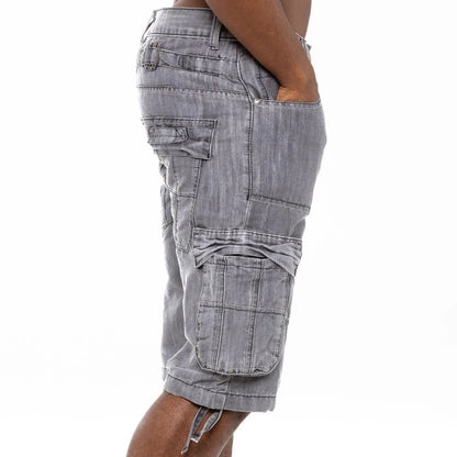 Men’s Cargo Combat Work Shorts – Multi-Pocket Denim Knee-Length Half Pants