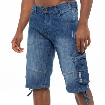 Men’s Cargo Combat Work Shorts – Multi-Pocket Denim Knee-Length Half Pants