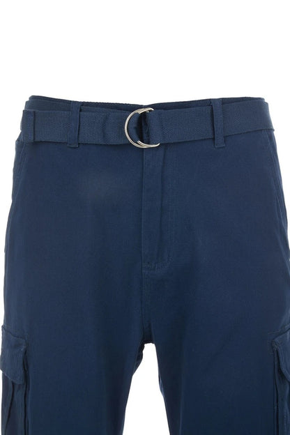 Men’s Stretch Cargo Shorts – Lightweight Cotton Twill Multi-Pocket Belted Casual Shorts