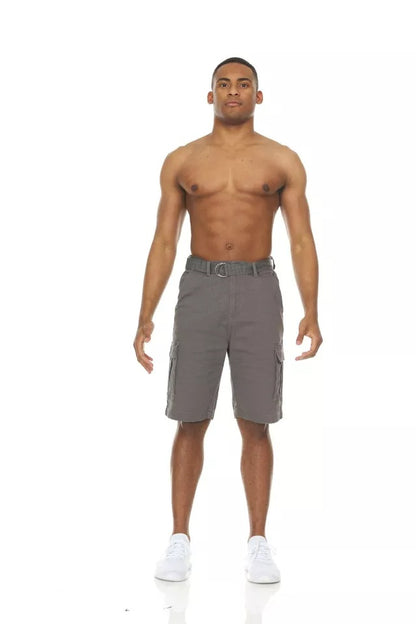 Men’s Stretch Cargo Shorts – Lightweight Cotton Twill Multi-Pocket Belted Casual Shorts