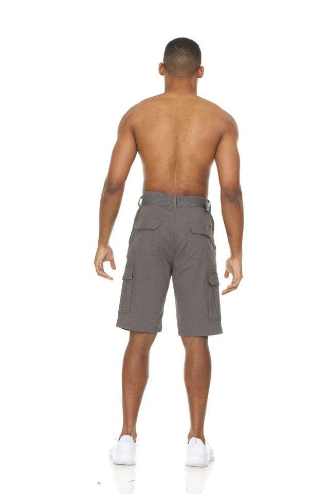 Men’s Stretch Cargo Shorts – Lightweight Cotton Twill Multi-Pocket Belted Casual Shorts