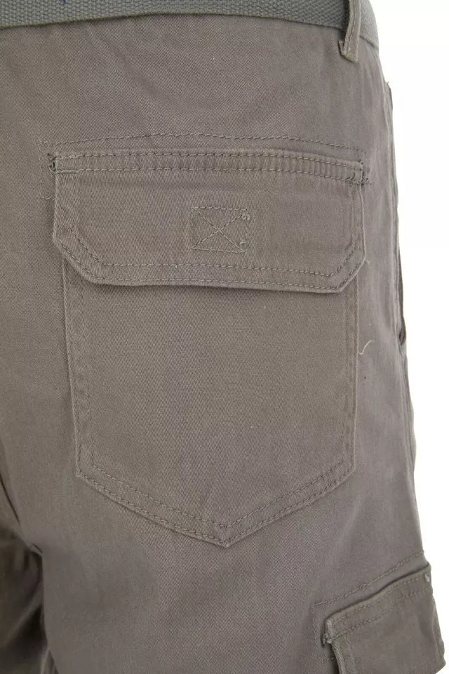 Men’s Stretch Cargo Shorts – Lightweight Cotton Twill Multi-Pocket Belted Casual Shorts