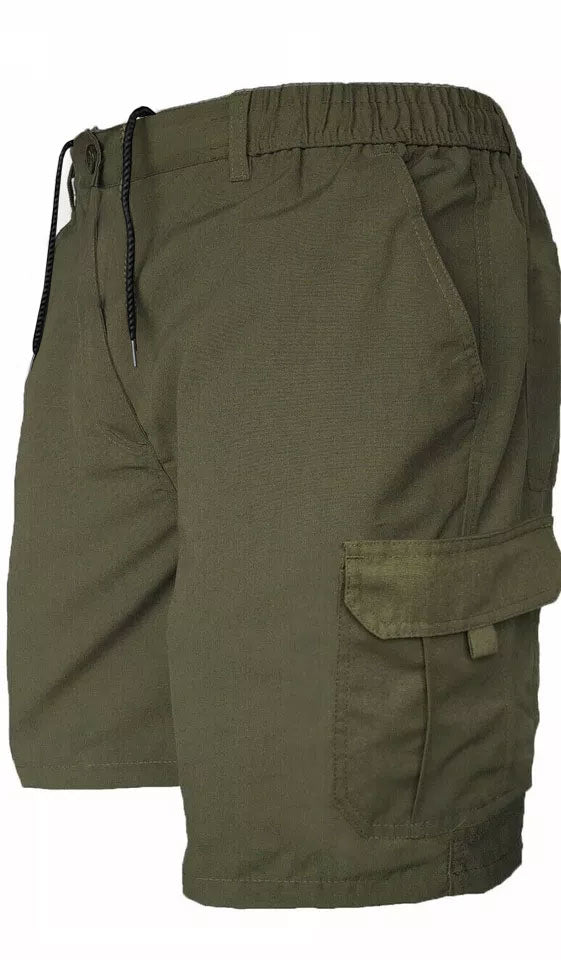 Men’s Cargo Combat Shorts Multi Pocket Elastic Waist Lightweight Plain Summer Short